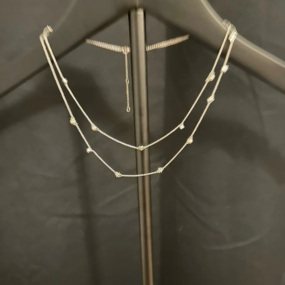 Silver Double Layer Necklace - Picture 4 of 5